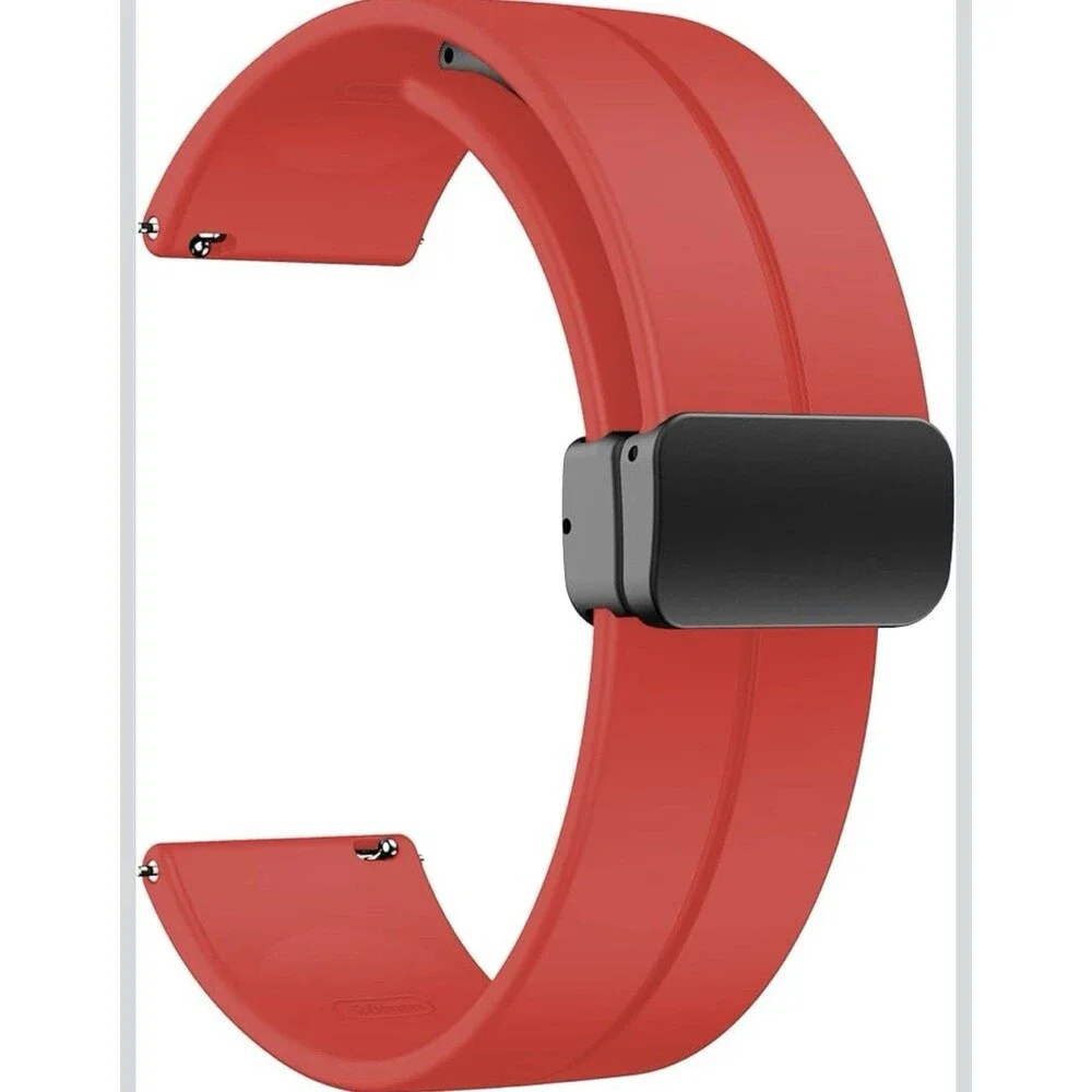 Silicone Band Watch Strap Magnetic Buckle 22mm 20mm 19mm 18mm 16mm Wine Red